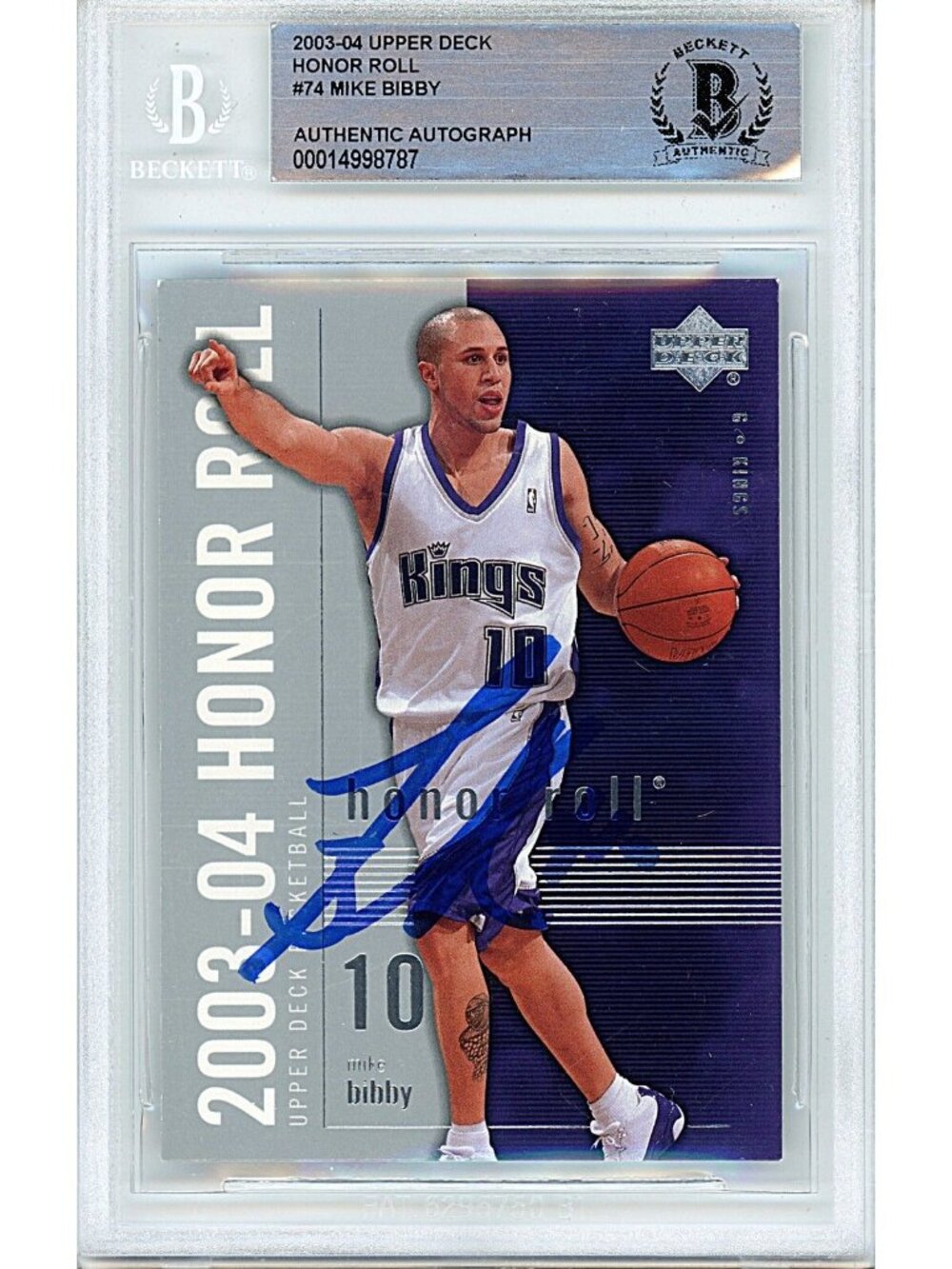 Mike Bibby Signed 2003-04 Upper Deck Honor Roll Basketball Card Beckett Kings